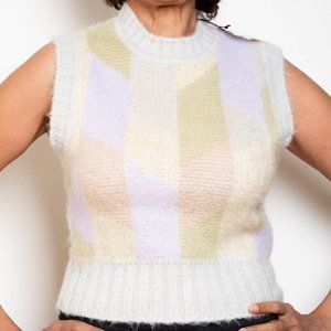 NWT Sandro Poppy Color Blocked Sweater Vest, Size 0 (US 2)